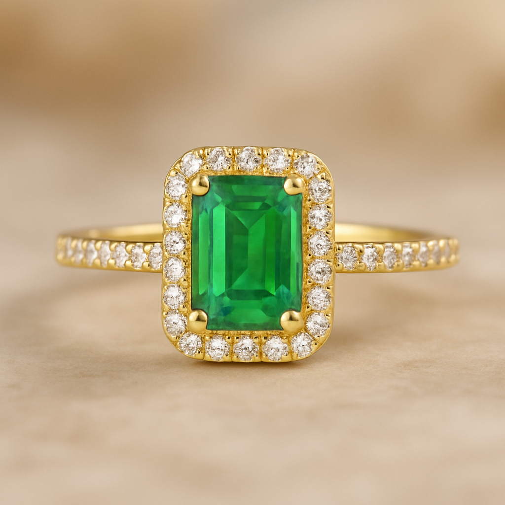 Anillo Mujer Piedra Verde, Oro 10k, Size 7