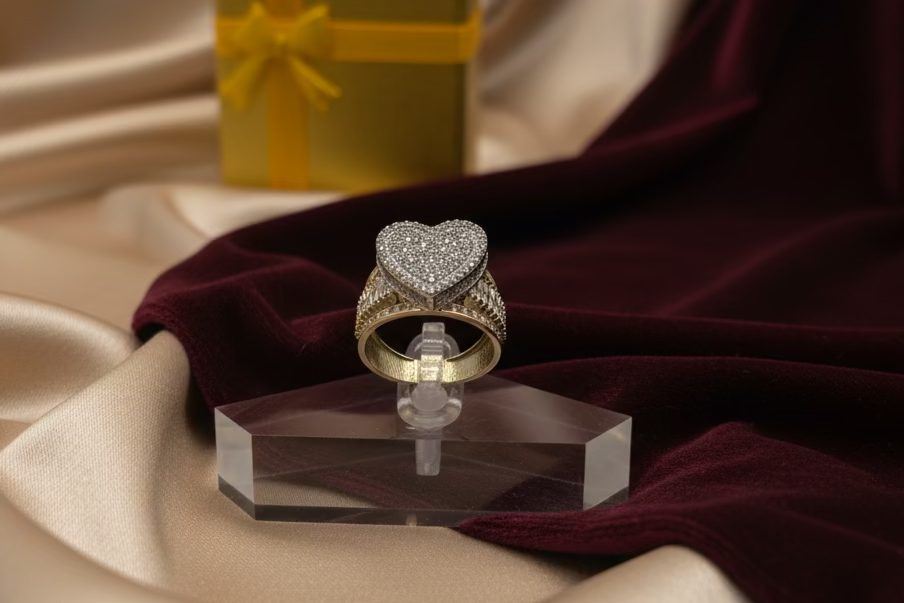 Anillo de Corazón de piedra Oro 10k, Size 8