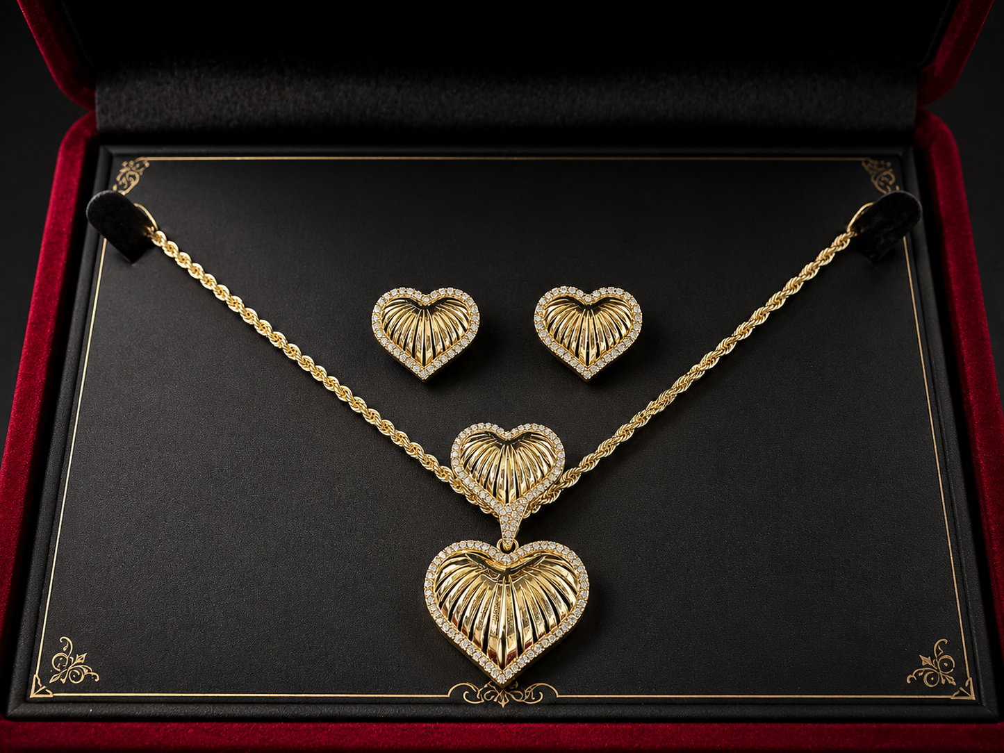 Set #12. Oro 14k, Cadena Torcida 2MM, 20", Anillo Size 8", Aretes.