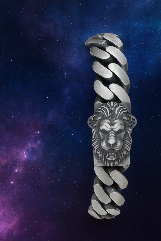 1-Manilla de Plata, Real Lion, Plata Silver 925, size 12MM, 8"