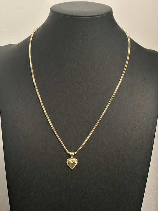 1-Cadena Franco con dije de Corazón, Oro 10k, Size 1.8MM, 18".