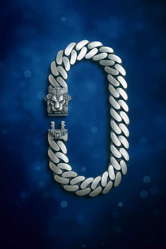 1-Manilla de Plata, Real Lion, Plata Silver 925, size 12MM, 8"