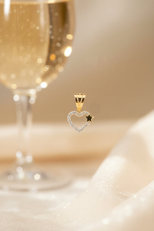Heart pendant with star point in 10k Gold
