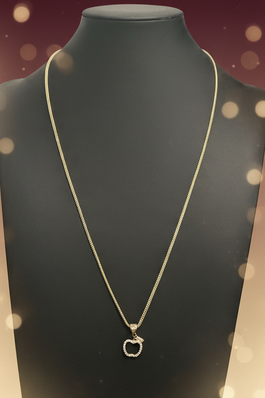 Cadena Franco con dije de Manzana, Oro 10k, 1.5mm, 22"