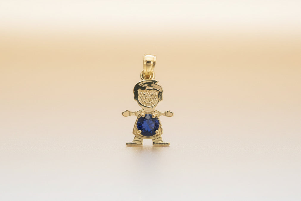 Children's Pendant with Blue Stone, 10k Gold