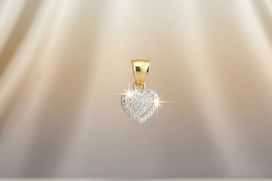 Heart pendant with white stones, 10k gold