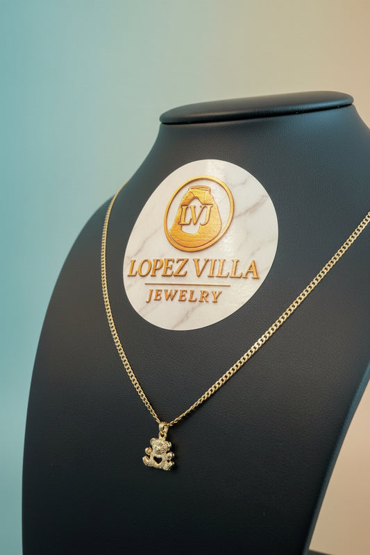 Two-Tone Chain with Teddy Bear Pendant, 10k Gold, 2.5MM, 22"