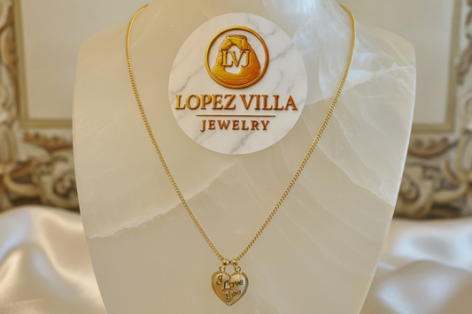 Cadena Franco con dije de Corazón Roto, Oro 10k, 1.8MM, 20"
