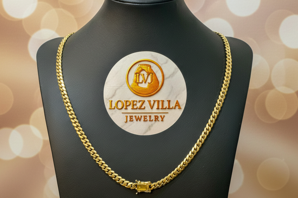 Cadena Cuban Link Sólida (Heavy)  Oro 14k, 6mm, 22"