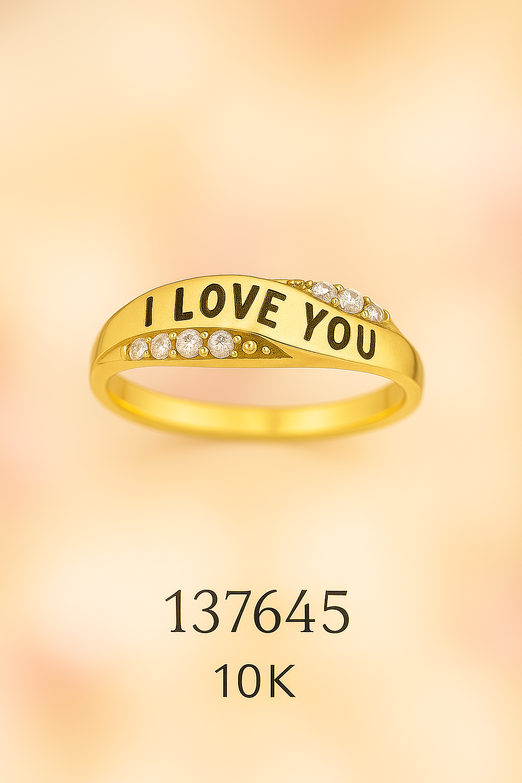 Anillo de Chicas con (I love you), Oro 10k, Size 7