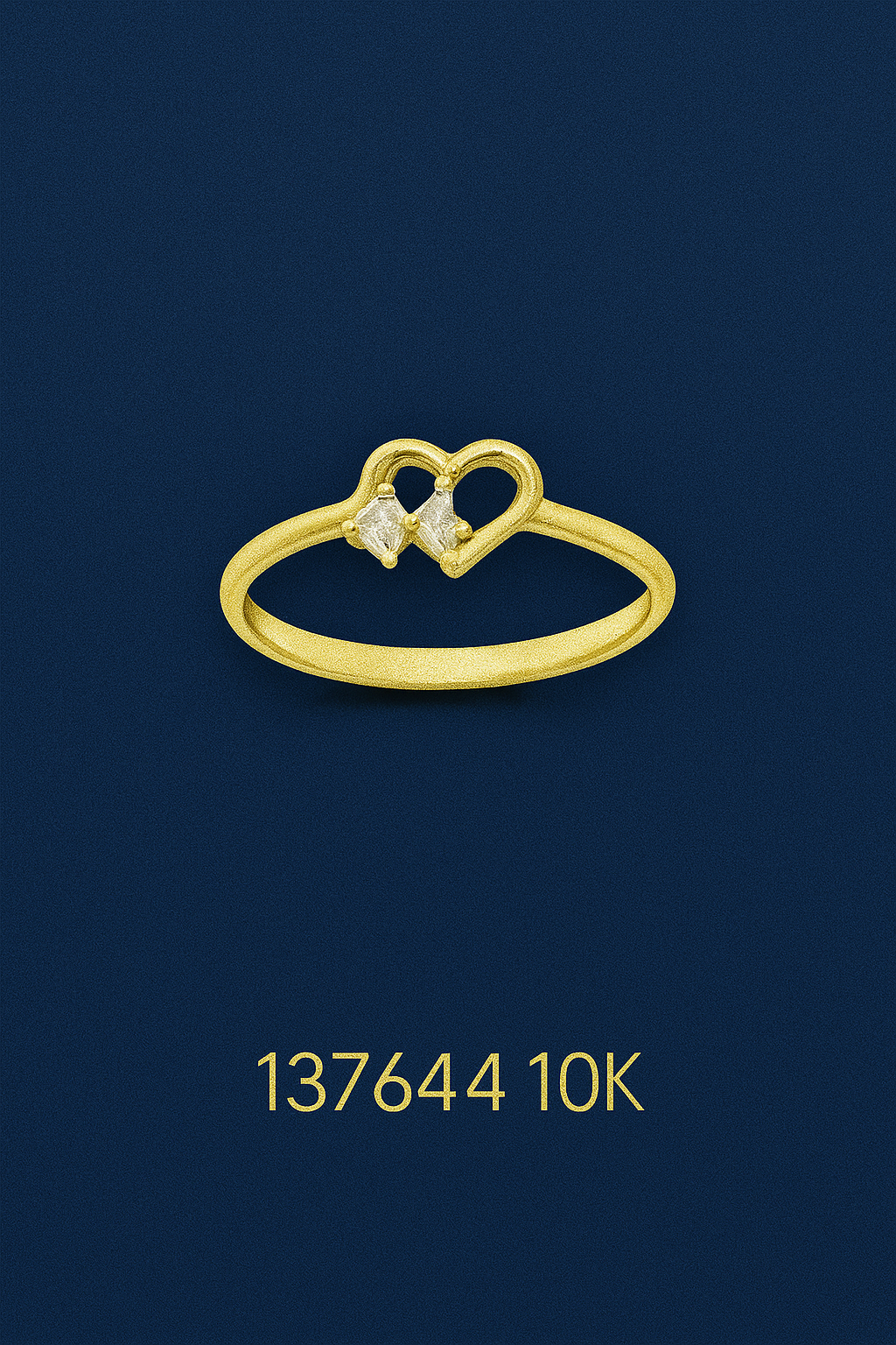 Anillo de Chicas de corazoncito y cruz brillante, Oro 10k, Size 7