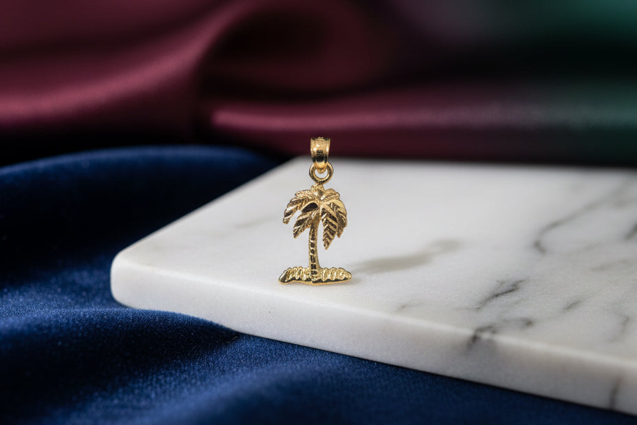 Small Palm Tree Pendant, 10k Gold