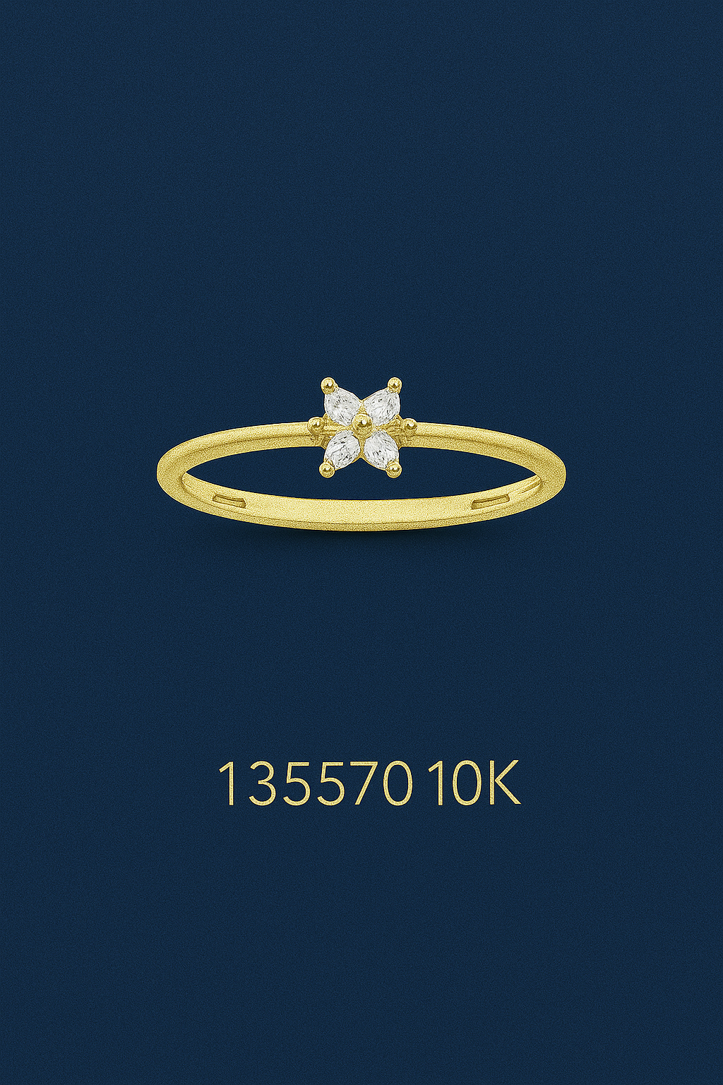 Anillo de Chicas de Flor brillante Oro 10k, Size 8