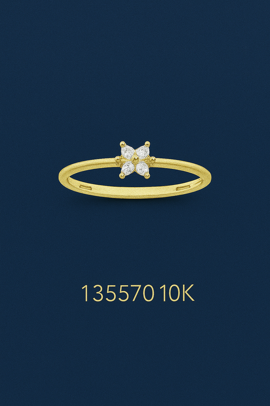 Anillo de Chicas de Flor brillante Oro 10k, Size 8
