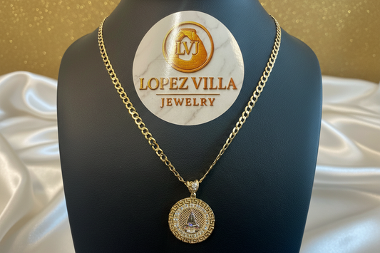 Solid Cut Brilliant Chain with Virgin Mary Pendant, 10k Gold, 5MM 20"