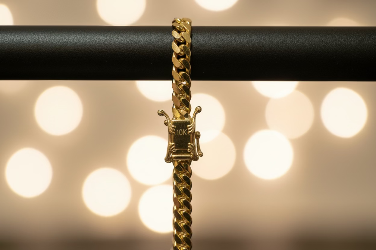 Manilla Cuban Link Sólida, Italiana, 5MM, 8" Oro 10k