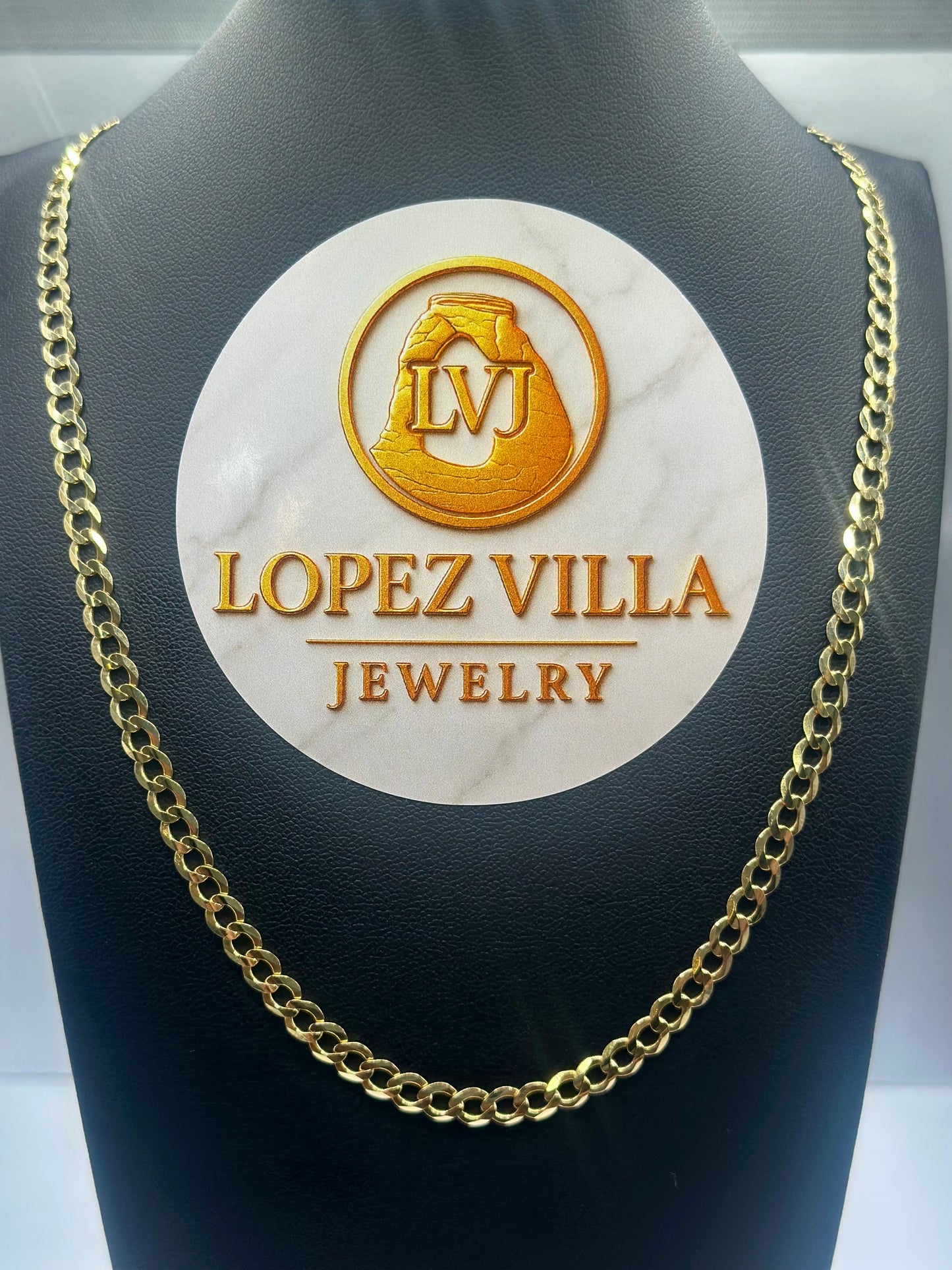 Cadena Corte Brillo, Oro 10k, 5MM, 20"