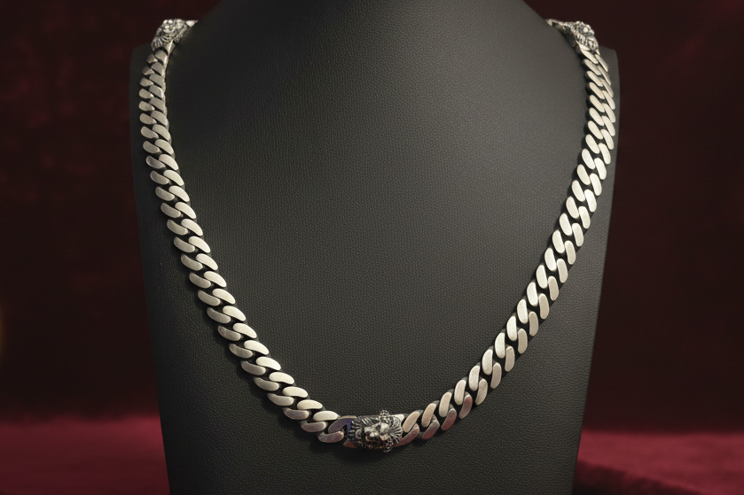 Cadena de Real Lion Plata Silver 925 Original, Solid, 12mm, 24"