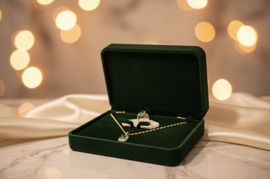 Set #3 Piedras Verdes. Cadena Oro 14k, 2MM, 18". Dije y Anillo Oro 10k, Talla 7