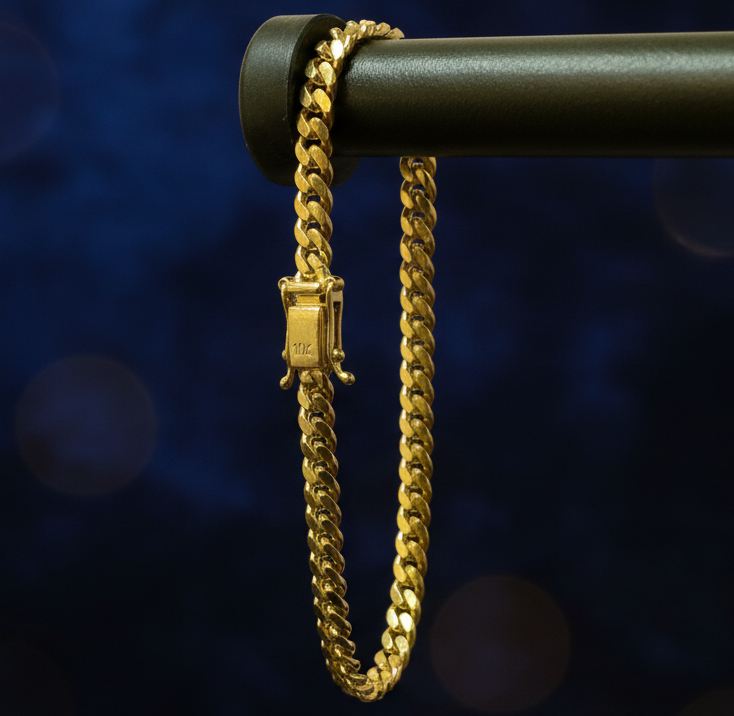 Manilla Cuban Link Oro 10k, 4MM, 7"