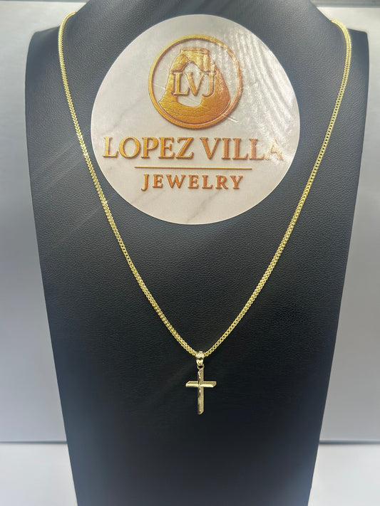 Cadena Franco (Chain) 1.5mm, 22" con dije de Cruz Oro 10k