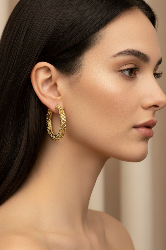 Girl's Hoop Earrings, 10k Gold, 22MM