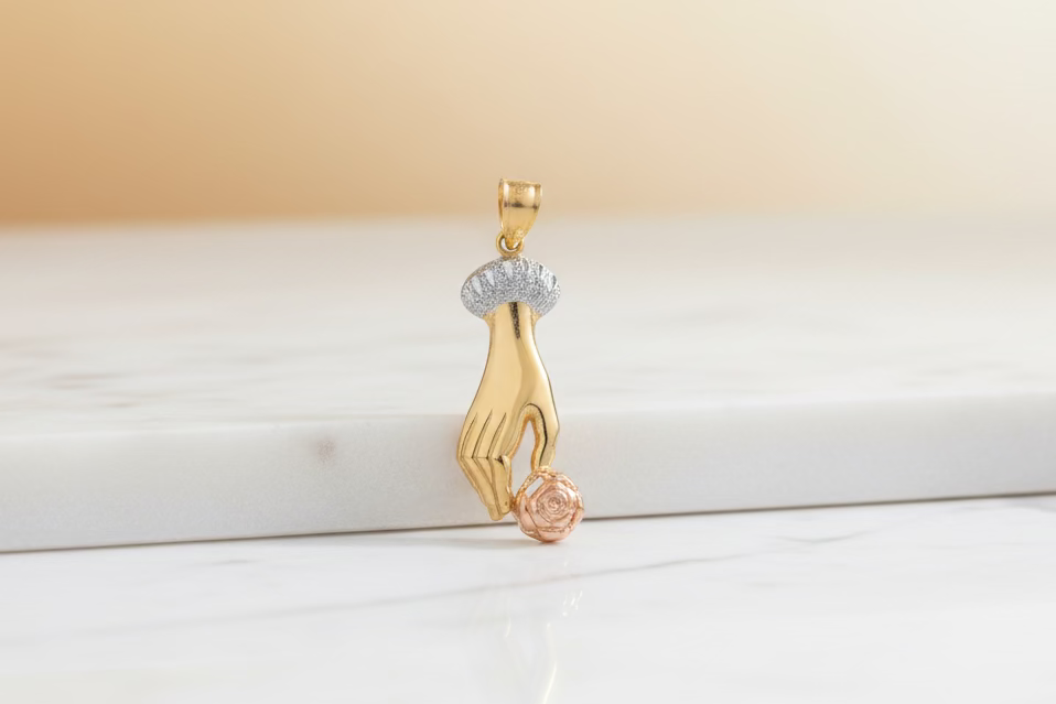 Tricolor Hand Pendant 10k Gold