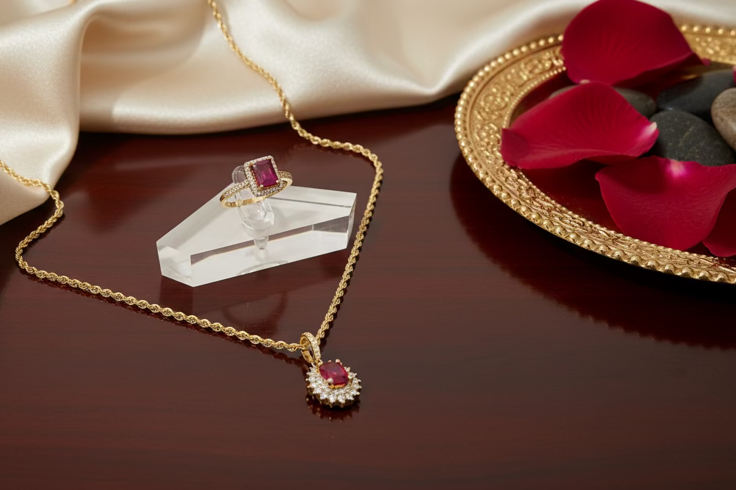 Set #2 Twisted Chain, 14k Gold, 2MM, 18". Pendant and Ring 10k Gold, Size 7