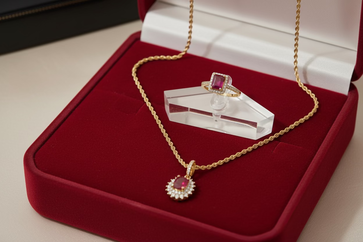 Set #2 Twisted Chain, 14k Gold, 2MM, 18". Pendant and Ring 10k Gold, Size 7