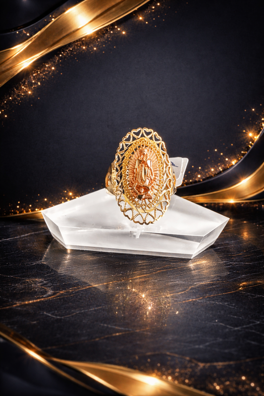 Anillo Virgen de Guadalupe Oro 14k, Talla 8.5