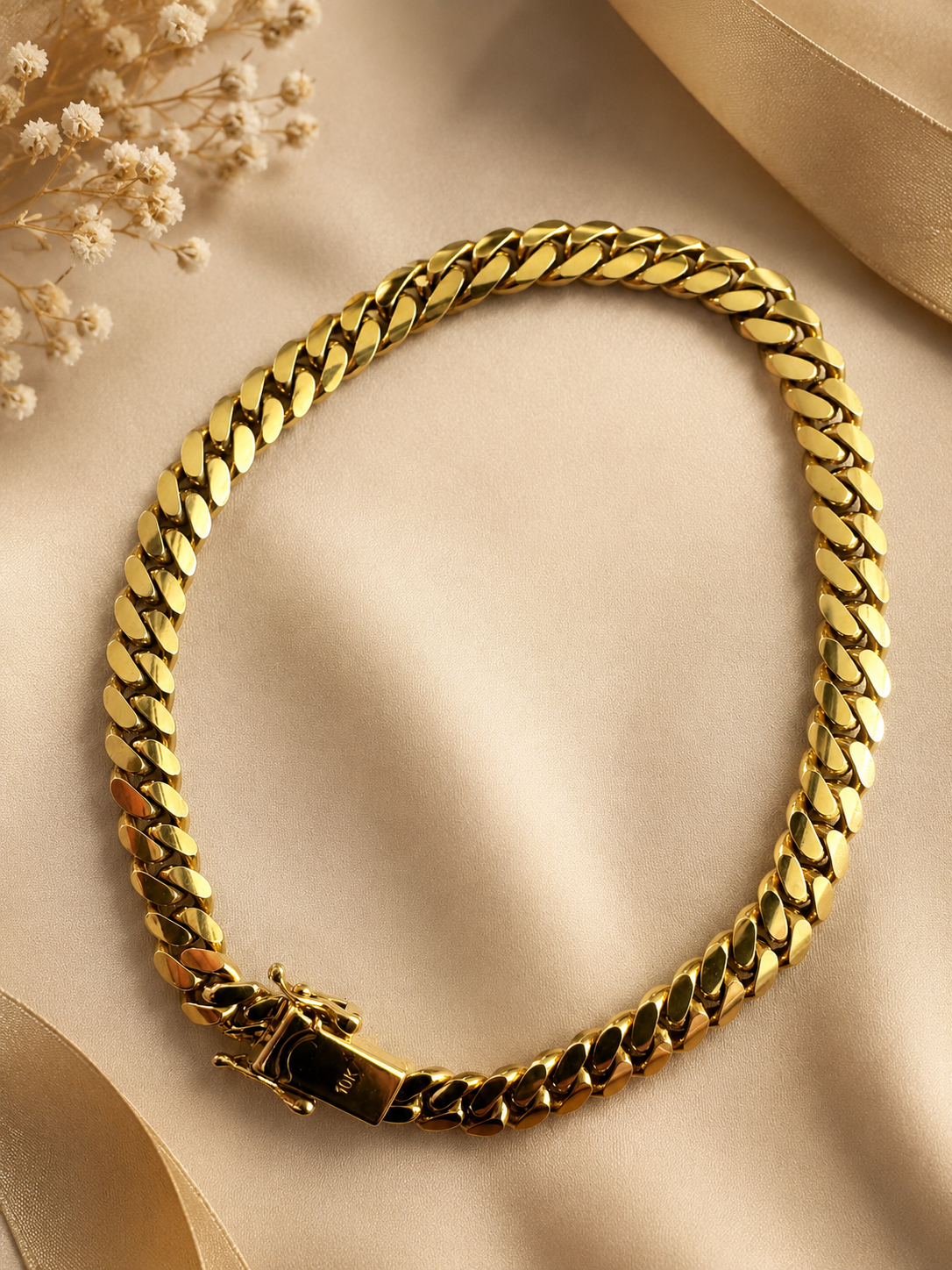Manilla Cuban Link Sólida, Oro 10k, 6MM, 9"