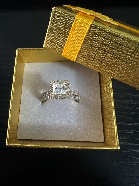 Anillo de Matrimonio y Compromiso doble, Oro 10k, Size